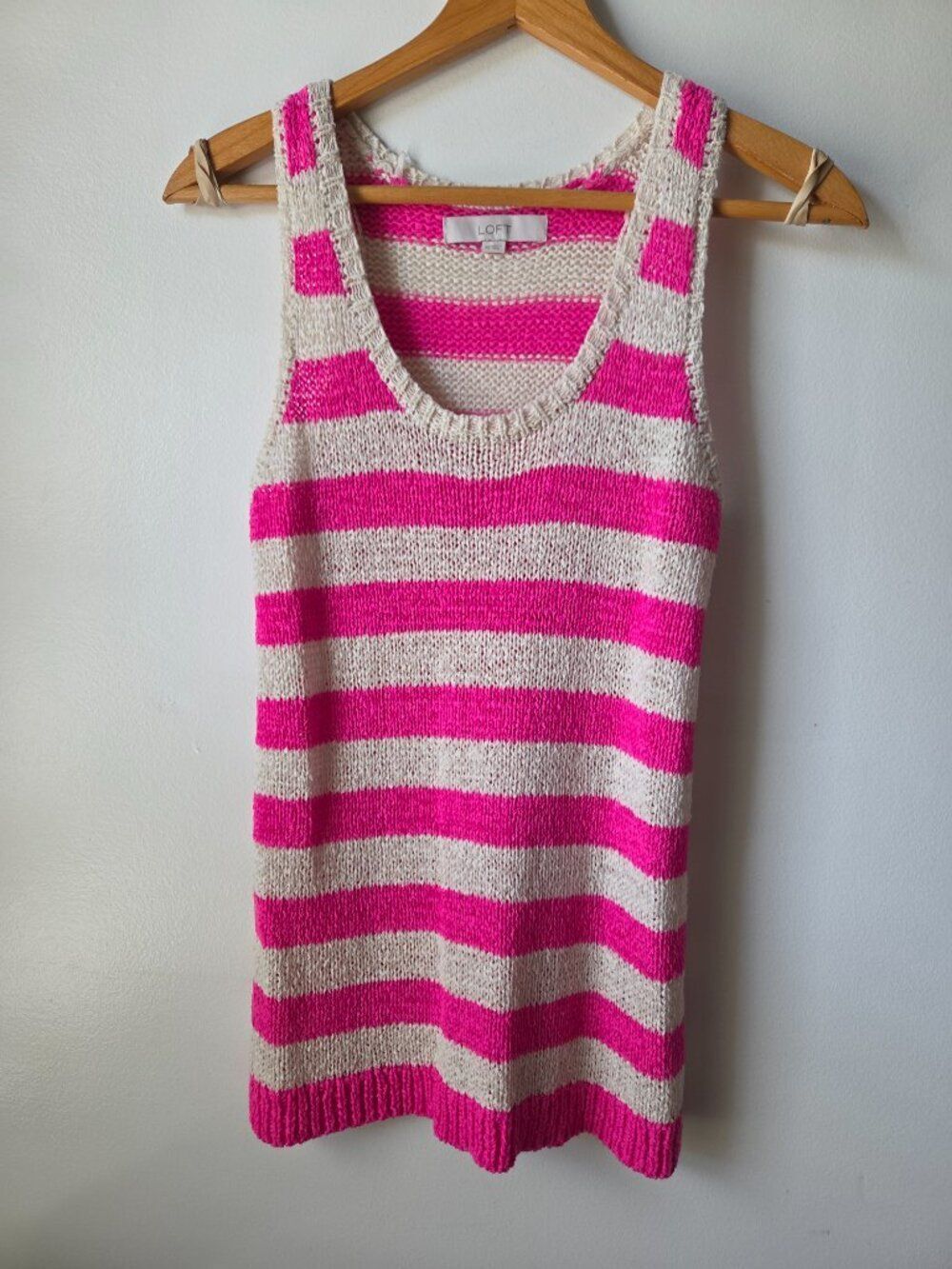 EUC LOFT STRIPED PINK AND WHITE TANK TOP SIZE XS